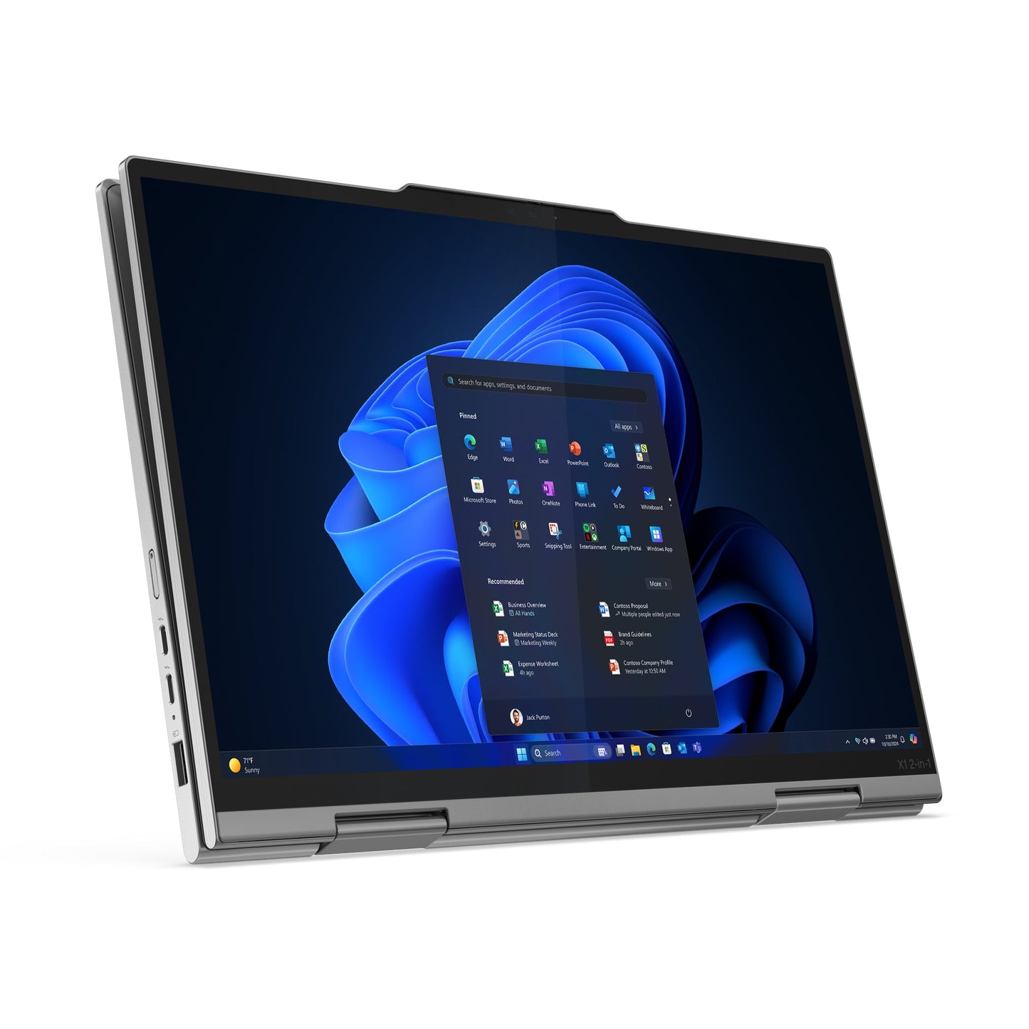 Lenovo ThinkPad X1 2-in-1 Gen 10 Aura Edition Copilot+ PC Intel Core Ultra 7 258V Hybride (2-en-1) 35,6 cm (14") Écran tactile WUXGA 32 Go LPDDR5x-SDRAM 1 To SSD Wi-Fi 7 (802.11be) Windows 11 Pro Belge Gris