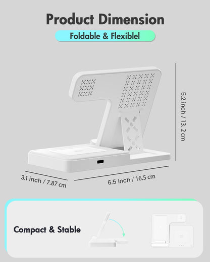 Wireless Charger iPhone Charging Station: 3 in 1 Charger Stand Multiple Devices for Apple - iPhone 17 16e 16 15 14 Pro Max 13 12 11 - Watch 11 10 9 8 7 6 5 4 3 2 SE and Ultra Series - Airpods 4 3 Pro