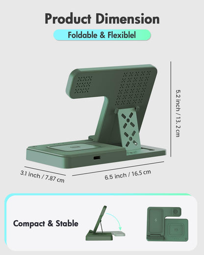 Wireless Charger iPhone Charging Station: 3 in 1 Charger Stand Multiple Devices for Apple - iPhone 17 16e 16 15 14 Pro Max 13 12 11 - Watch 11 10 9 8 7 6 5 4 3 2 SE and Ultra Series - Airpods 4 3 Pro