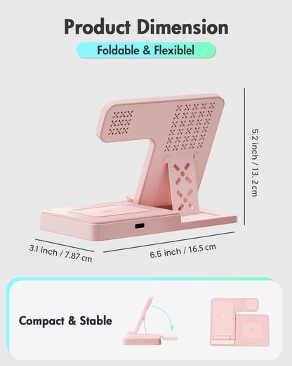 Wireless Charger iPhone Charging Station: 3 in 1 Charger Stand Multiple Devices for Apple - iPhone 17 16e 16 15 14 Pro Max 13 12 11 - Watch 11 10 9 8 7 6 5 4 3 2 SE and Ultra Series - Airpods 4 3 Pro