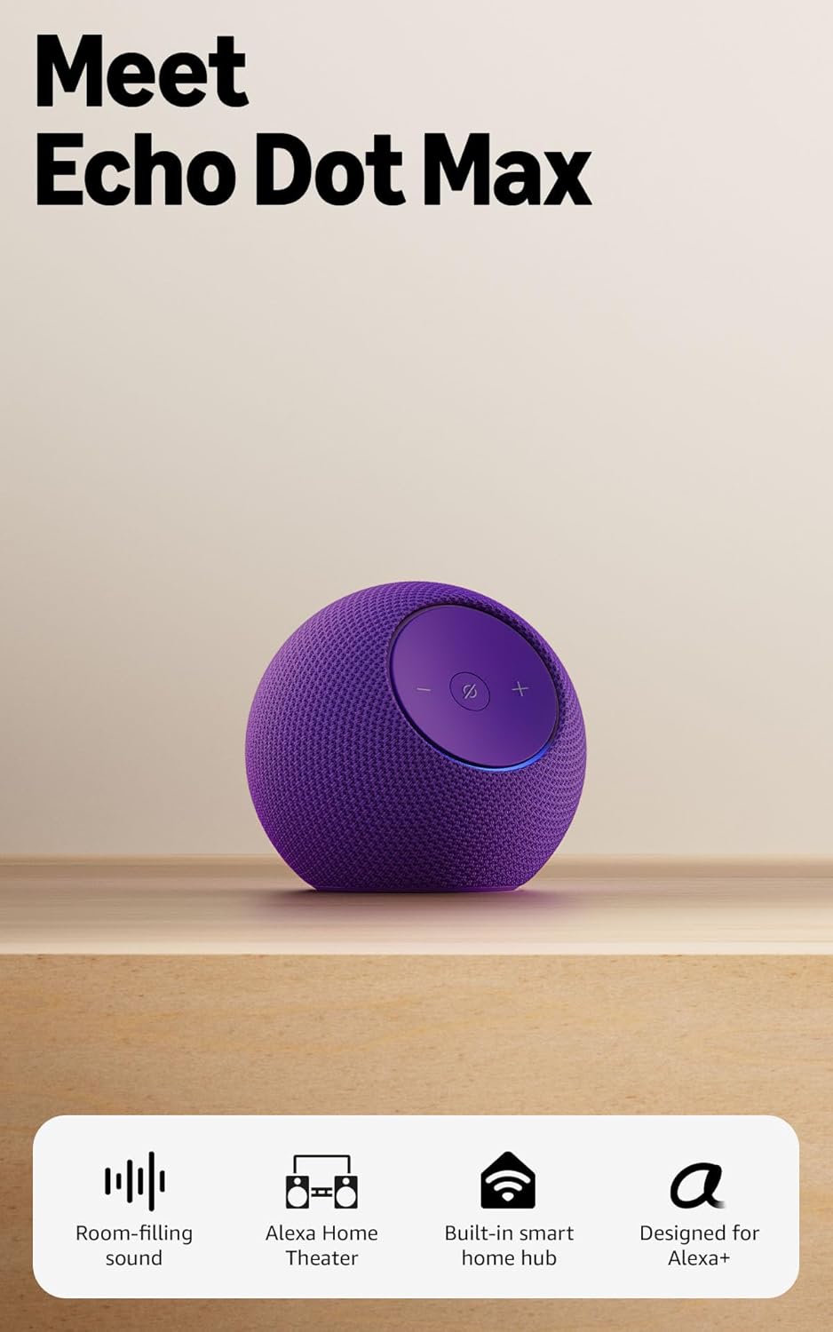 Amazon Echo Dot Max (newest model), Alexa speaker with room-filling sound and nearly 3x bass, Great for living rooms and medium-sized spaces, Designed for Alexa+, Graphite