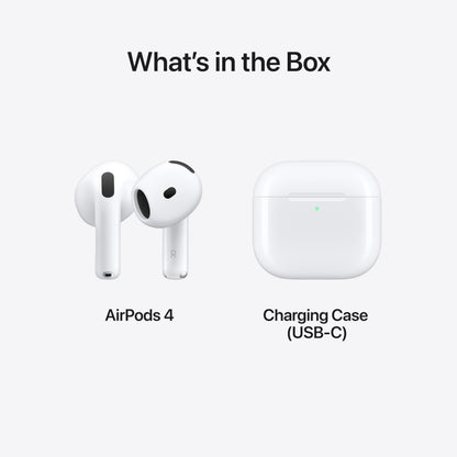 Apple AirPods 4 Wireless Earbuds, Bluetooth Headphones, with Active Noise Cancellation, Adaptive, Transparency Mode, Personalized Spatial Audio, USB-C Charging Case, Wireless Charging, H2 Chip