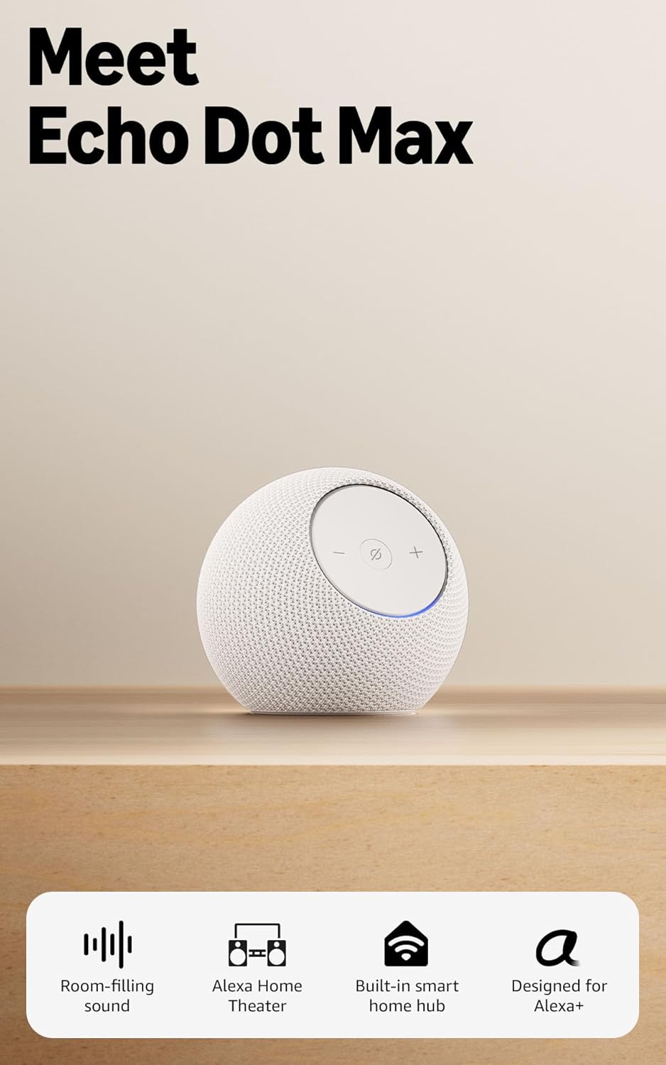 Amazon Echo Dot Max (newest model), Alexa speaker with room-filling sound and nearly 3x bass, Great for living rooms and medium-sized spaces, Designed for Alexa+, Graphite