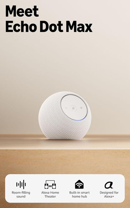 Amazon Echo Dot Max (newest model), Alexa speaker with room-filling sound and nearly 3x bass, Great for living rooms and medium-sized spaces, Designed for Alexa+, Graphite