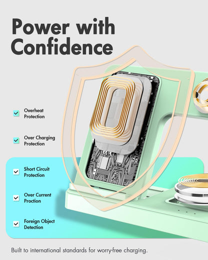 Wireless Charger iPhone Charging Station: 3 in 1 Charger Stand Multiple Devices for Apple - iPhone 17 16e 16 15 14 Pro Max 13 12 11 - Watch 11 10 9 8 7 6 5 4 3 2 SE and Ultra Series - Airpods 4 3 Pro