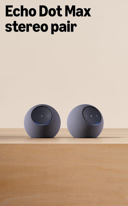 Amazon Echo Dot Max (newest model), Alexa speaker with room-filling sound and nearly 3x bass, Great for living rooms and medium-sized spaces, Designed for Alexa+, Graphite