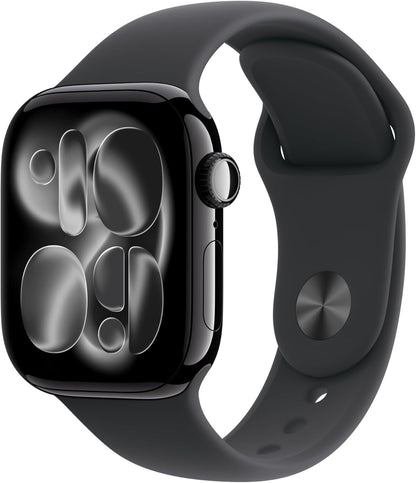 Apple Watch Series 11 46mm GPS Jet Black w/ M/L Black Sport Band MEUX4LW/A